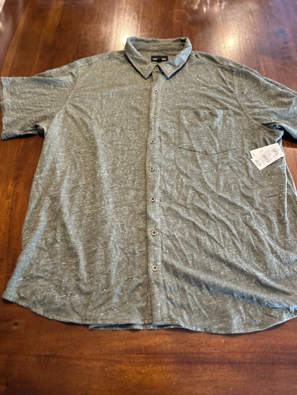 NWT Lucky Brand DXL Big & Tall 2XL Green Textured Short Sleeve Button Down